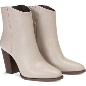 Resim Deery Hakiki Deri Bej Rengi Kadın Bot Bej (539805716) Bej 