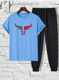 Resim Unisex Boğa Baskılı Eşofman Takımı Bebemavi Bebe Mavi 