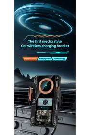 Resim UralTeknik T9 15w Araba Kablosuz Otomatik Açılıp Kapanabilen Şarj Cihazı Telefon Tutucu Iphone Android Uyumlu 