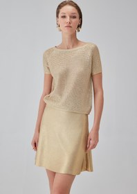 Resim Gold Varak Baskılı Kloş Etek - Altın / M 