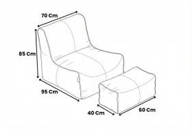 Resim 2'Li Velvet 7 Renk Puff Koltuk Armut Koltuk Playstation Koltuğu Relax Koltuk Yıkanabilir Kılıf Ayak Puflu - Yeşil 