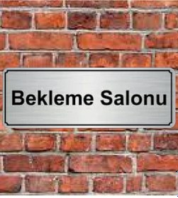 Resim 10X20 Cm Bekleme Salonu Yazılı Metal Yönlendirme Levhası 