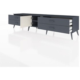 Resim Hyperion Tv Ünitesi Tek Raflı 4 Çekmeceli Tek Kapaklı 220x44x51 Antrasit-aytaşı/antrasit Aytası/antrasıt - Antrasıt 