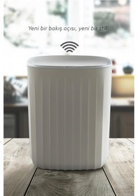 Resim Okyanus Home Süper Hijyenik Pilli Çöp Kovası Beyaz 