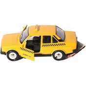 Resim BYCEGU 77106 SESLİ HAVALI KORNALI METAL ÇEK BIRAK ÇİÇEK TAKSİ KAPILARI AÇILAN OYUNCAK ARABA TAKSİ 