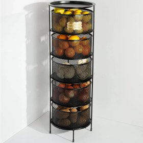 Resim Braventa Collection 5 Katlı Açılır Kapanır Paslanmaz Metal Sebzelik Yükseklik 94 cm -(Siyah) 