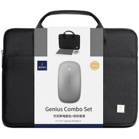Resim WIWU Genius Combo Serisi 3in1 14 inç Laptop Çantası & Kablosuz Mouse & Mouse Pad Set Siyah 