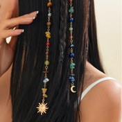 Resim 2 Paket Bohemian Çok Renkli Taşlı Kolye Saç Aksesuarları, Sahte Kristal Süslemeleri ile, Kadınlar için Parti Moda Takıları, Tüy Yok 