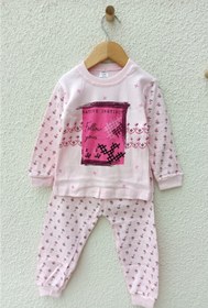 Resim Kız Bebek Pembe Yazılı Pijama Takımı 