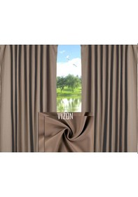 Resim En 140 CM Boy 200 CM Pilesiz Blackout Karartma Fon Perde.Vizon Renk Bej 