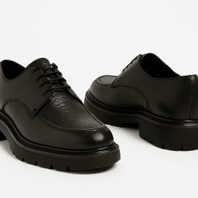 Resim Growish Gr0396 Hakiki Floter Deri İtalyan Tarz Siyah Yüksek Kalın Taban Spor Klasik Ayakkabı Siyah 