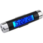 Resim 2 İn 1 Araba Saati Sıcaklık Ölçer Ölçer Hava Çıkışları Klipsli Led Dijital Ekran Termometre İle 