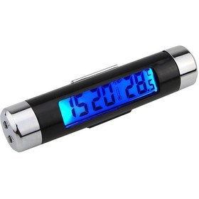 Resim 2 İn 1 Araba Saati Sıcaklık Ölçer Ölçer Hava Çıkışları Klipsli Led Dijital Ekran Termometre İle 