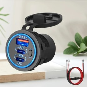 Resim Challenger Araba Usb Type-c Pd3.0 Qc3.0 Şarj Cihazı, 3 Portlu Dokunmatik Ekran Mavi Işık Kablolu 