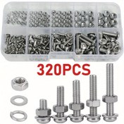 Resim 320 adet Hex Somun ve Cıvata Takımı - M2 M2.5 M3 M4 M5 Metrik Vida ve Somun Takımı 