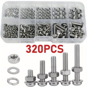 Resim 320 adet Hex Somun ve Cıvata Takımı - M2 M2.5 M3 M4 M5 Metrik Vida ve Somun Takımı 