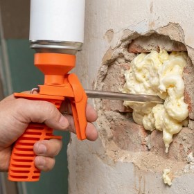 Resim Master Turuncu Ergonomik Saplı Metal Uçlu Köpük Tabanca Hassas Uygulama Için Profesyonel Köpük Tabancası 