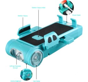 Resim Monozone 5in1 Bisiklet Feneri Şarjlı Telefon Tutucu+Korna +Sis Farı 3500MAH Powerbank Scooter 