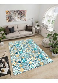 Resim Dijidekor Işıltı Koleksiyonu Model294 Süngerli Dijital Baskılı Saçaksız Mutfak Halısı Yolluk 