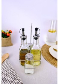 Resim Digithome Metal Standlı Yağlık Sirkelik Ve Tuzluk Baharatlık Seti 03640 - C1-1-154 Gri 
