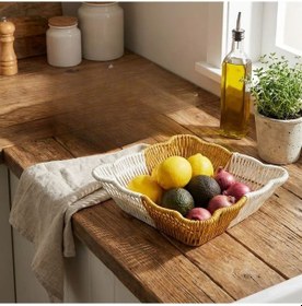 Resim Buffer Kare Dalgalı Çift Renkli Plastik Rattan Ekmek Ve Meyve Sepeti - Çok Amaçlı Banyo Ve Mu Çok Renkli 