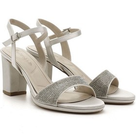 Resim Gönderi R Gümüş Taşlı Bilekten Bağlı Platform Topuklu Sandalet Gümüş 