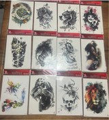 Resim Airbrush Tattoo Büyük Boy Yapıştırma Geçici Dövme Seti 12'li Seri3 