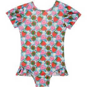 Resim Neopy Uv Korumalı Kısa Kollu Tulum Kız Bebek Yüzücü Mayo Çilek Desen 5109 Mavi Mavi 