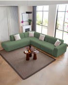Resim Velura Home & Living Mila Köşe Takımı & Modern Kadife Sağ Köşe Koltuk Takımı -Açık Yeşil-1008 
