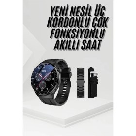 Resim Amoled Ekran Metal Deri Silikon Kordonlu Uyku ve Sağlık Takibi Nemere 