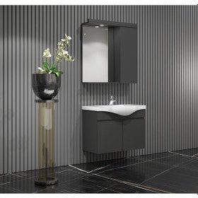 Resim Yıldız Banyo Dolabı Takımı 65 Cm Komple Renkli Antrasit Gri Mat Antrasit - Gri 