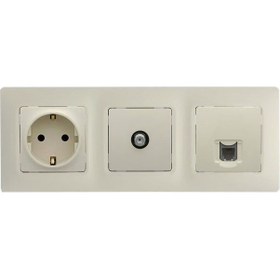 Resim Legrand Salbei Bej Krem 3'lü Set Topraklı Priz, F Konnektör Ve 