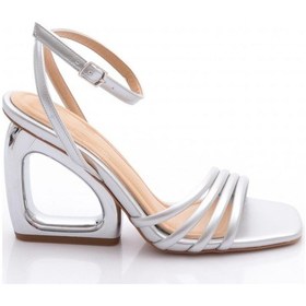 Resim Dgn 2437 Kadin Bilekten Bağlamali Topuklu Abiye Ayakkabi GÜMÜŞ 