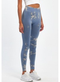 Resim Arkası Büzgülü Seamless Desenli Tayt Gri 