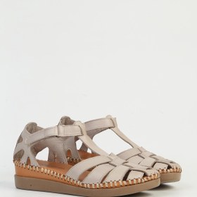 Resim Pierre Cardin Hakiki Deri Bej Kadın Sandalet PC-54522 