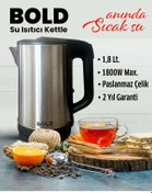 Resim teknotrust Gri 1,8 Litre Anında Sıcak Su Isıtıcı Kettle, Pratik ve Şık Tasarım 