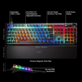 Resim Steelseries Apex Pro Gen 3 Gaming Klavye - UK Hızlı Tetik Ayarlanabilir Tuşlar ile Oyun İçin İdeal 