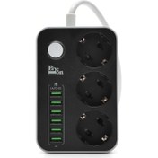 Resim Paleon 5V 3.4A 6 USB Bağlantı Noktası 3'lü Uzatma Akım Korumalı Priz 