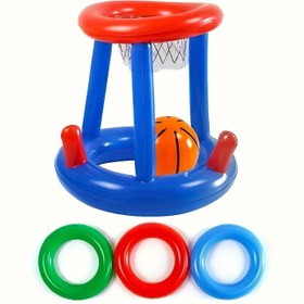 Resim Yüzme Havuz Oyun Seti - Yüzen Basketbol Potası ve Halka Atma Oyunu, 50 Sahne için Yaz Eğlencesi Su Aksesuarları 