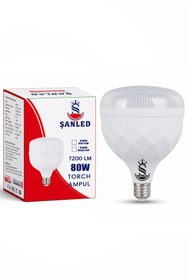 Resim ŞANLED 80W KRİSTAL Tasarruflu E27 Beyaz Işık Torch Led Ampul-1-2-4-6-8-10 Adettir 