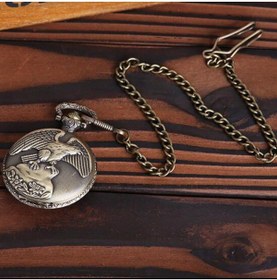 Resim hediyesahibi Kişiye Özel Retro Kartal Kabartmalı Quartz Köstekli Saat-1 