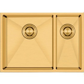 Resim Crauf Stella 4563 Pvd Altın 1,5 Gözlü Sağ Paslanmaz Çelik Mutfak Eviyesi Altın 