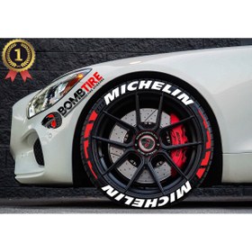 Resim bombtire Michelin Lastik Yazısı + Kırmızı Şerit Model 2.5 cm Orijinal Kauçuk 16 Adet En iyi Kalite 