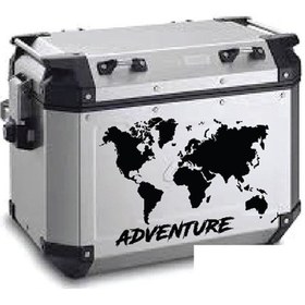 Resim Dünya Haritası Desenli Motosiklet Çanta Sticker Etiket Modeli 