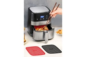 Resim Ozcmax Siyah Isıya Dayanıklı Yıkanılabilir Silikon Fırın ve Airfryer Kare Model Pişirmme Matı 21,5 cm 