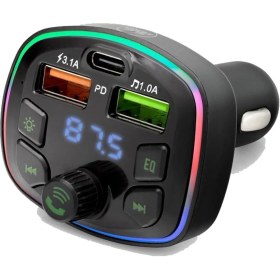 Resim Araç Fm Transmitter Bluetooth 5.0 USB Sd Card Müzik Oto Aksesuar 