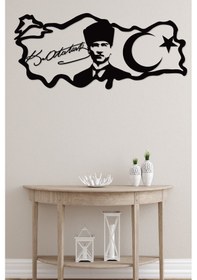 Resim Gowpenart Atatürk Portreli İmzalı Türkiye Siyah Metal Duvar Tablo 