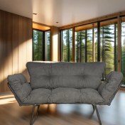 Resim Hmplast Katlanır Yataklı Ikili Kanepe | Mekanizmalı Çekyat Koltuk | Açılır Kollar & Fonksiyonel Tasarım | Modern, | Füme 