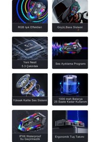 Resim Y20 Max Rgb Işık Efektli İntercom Bluetooth Motosiklet Kask Kulaklığı İntercom Kulaklık 
