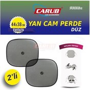 Resim Carub Vantuzlu Yan Cam Perdesi Düz Siyah Cam Güneşliği 2 Adet 